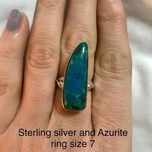 Sterling silver and azurite ring